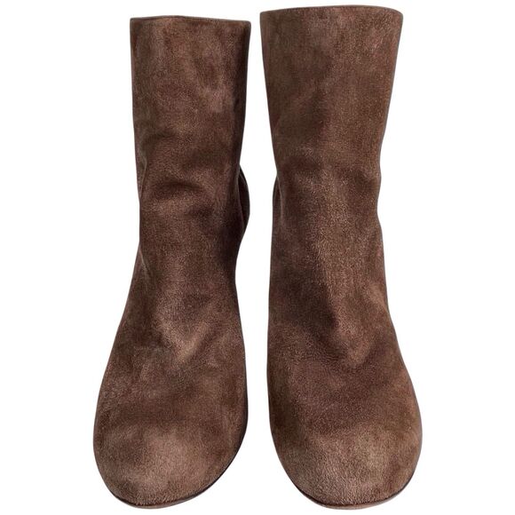 Aquazzura Suede Leather Booties Size 40 US 10 Brown Colorblock Heel Italy EUC - Picture 5 of 16